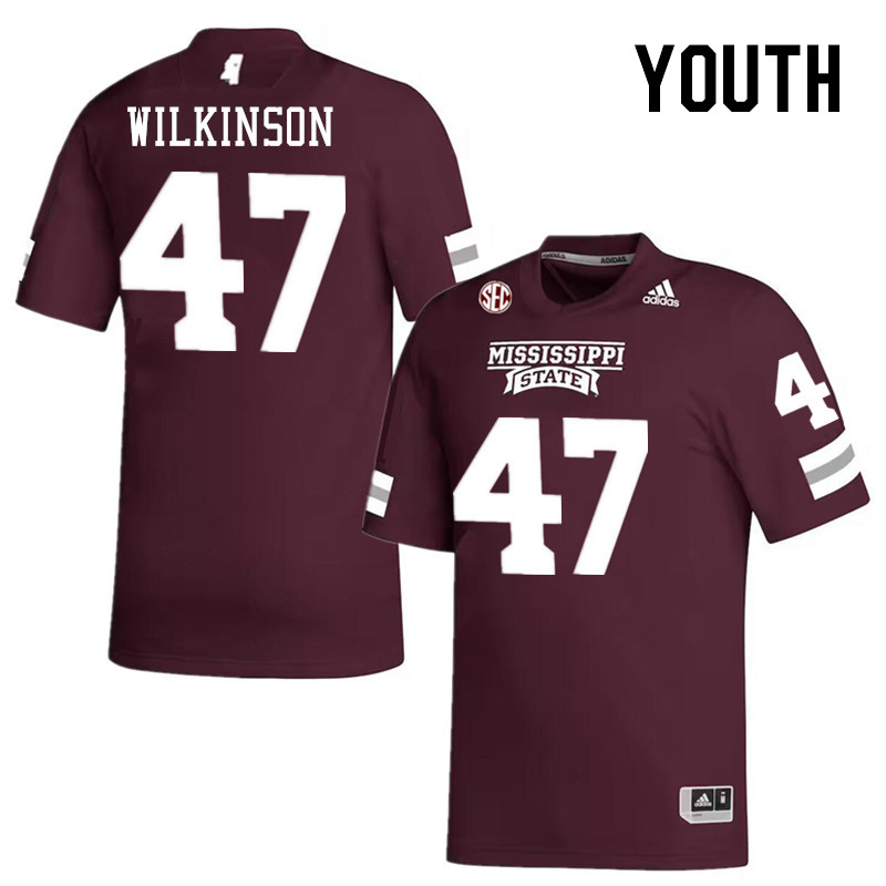 Youth #47 William Wilkinson Mississippi State Bulldogs College Football Jerseys Stitched-Maroon